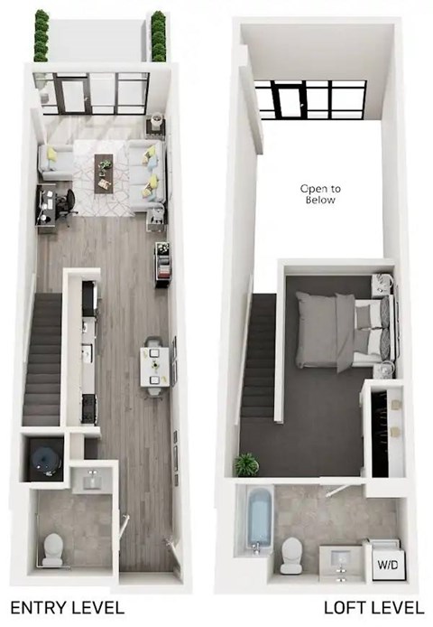 Floor plan for studio, 1.5 baths, 828 sqft